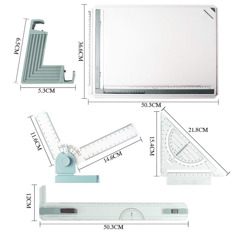 JILoffice A3 Drawing Board, Lightweight Multi-Funtion Drafting Table with Adjustable Measuring System Angle - Image 4